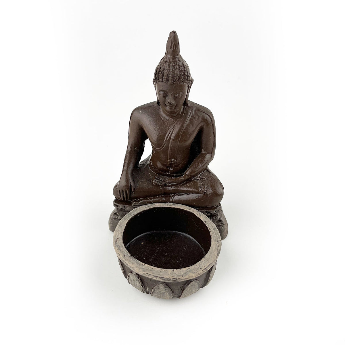 Buddha Tekli Tealight Mumluk (Koyu Kahve)