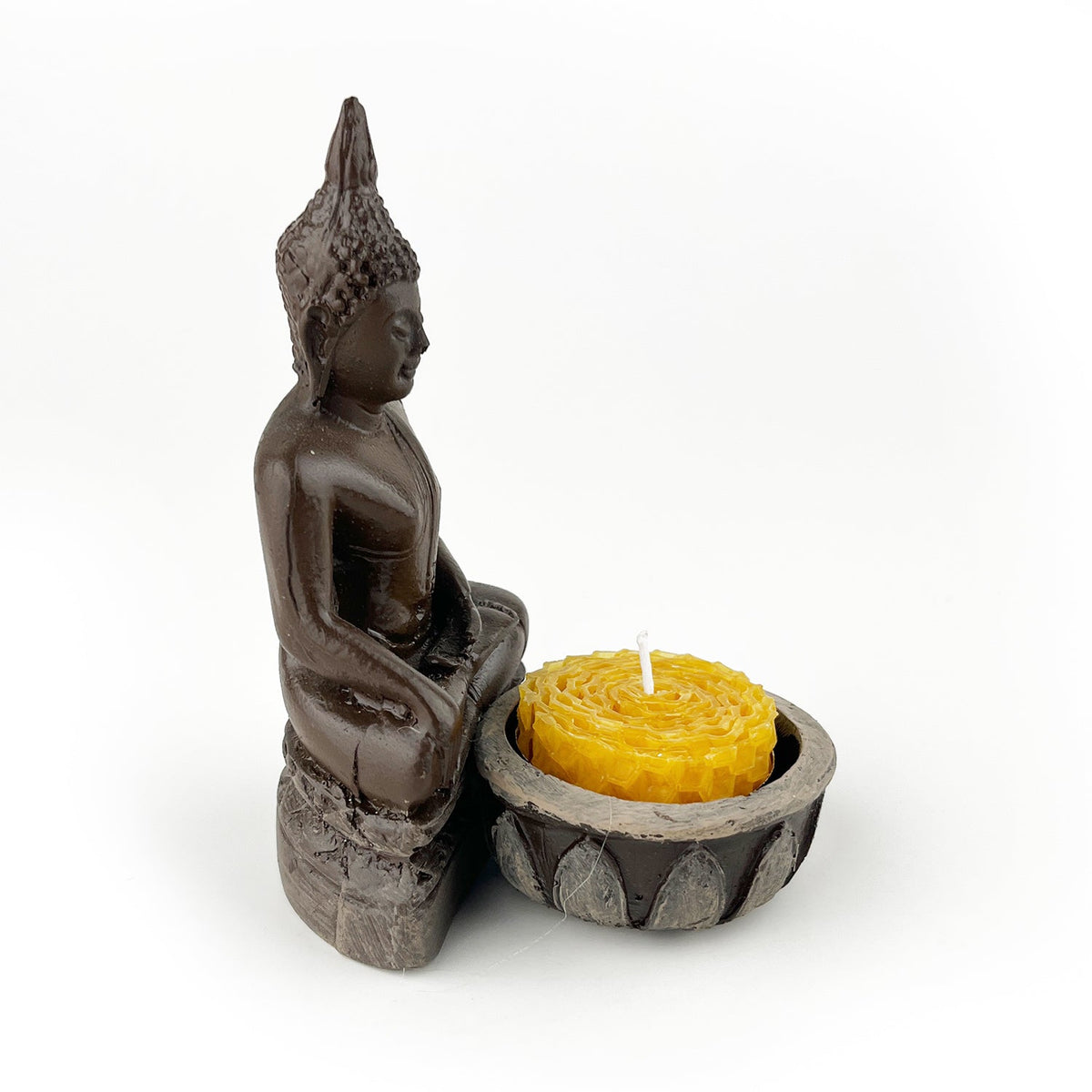Buddha Tekli Tealight Mumluk (Koyu Kahve)