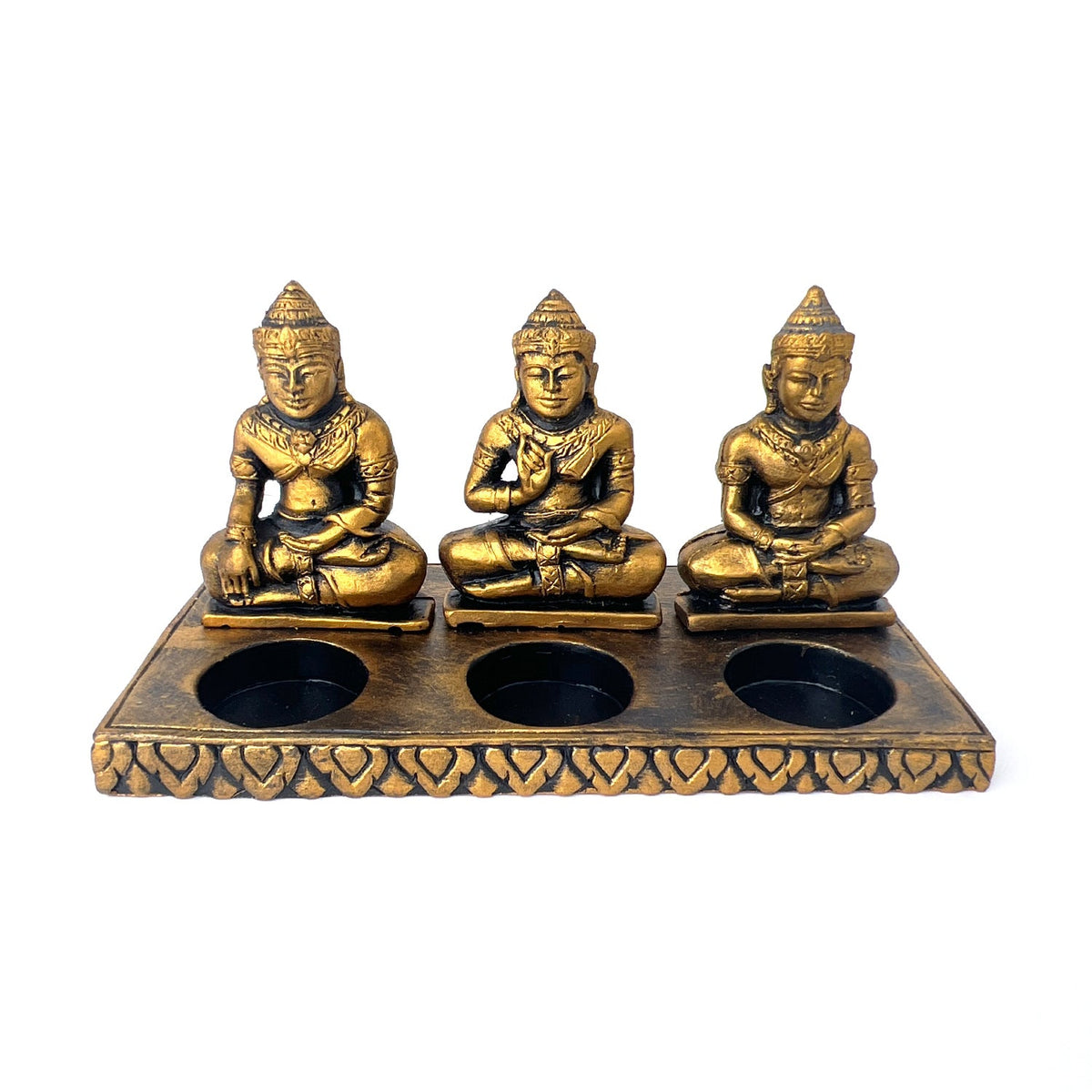 Buddha Üçlü Tealight Mumluk (Gold)
