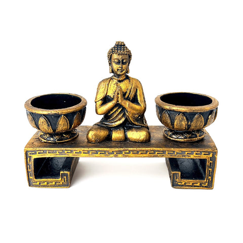 Buddha İkili Tealight Mumluk (Gold)