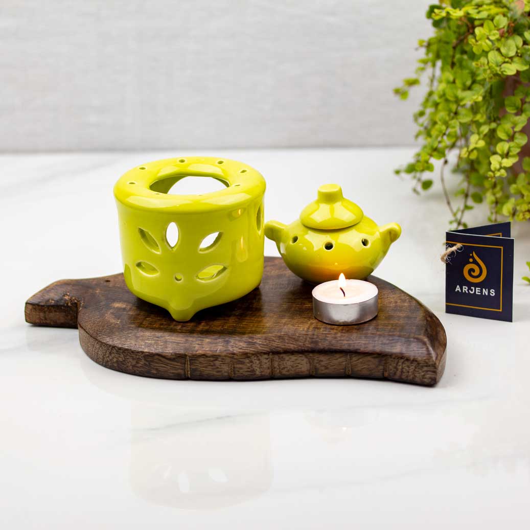Arjens Seramik Minyatür Çaydanlık Sarı Buhurdanlık